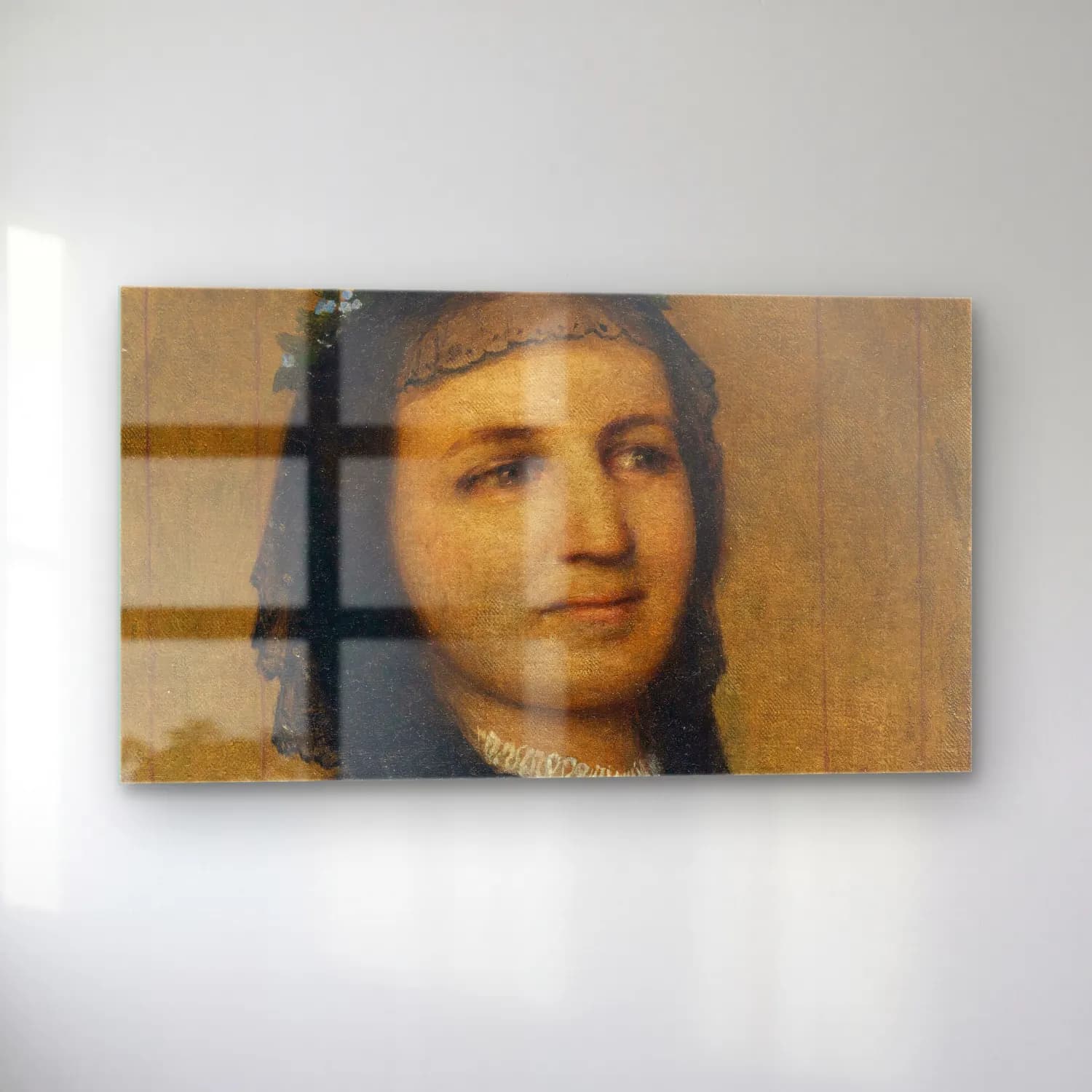 Yağlı Boya Kadın Portresi No. 15 cam tablo — sol açıdan görünüm