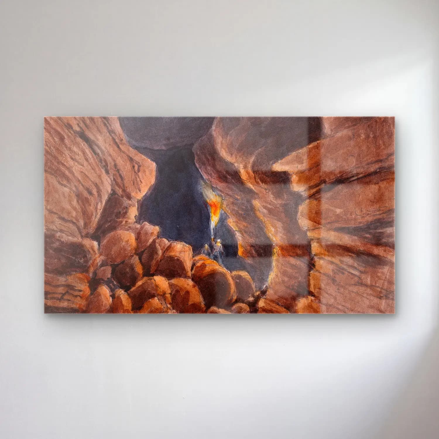 Charles Hamilton Smith – Cave of Surtshellir or Robber’s Cavern, Iceland cam tablo — Charles Hamilton Smith – Cave of Surtshellir or Robber’s Cavern, Iceland — suluboya mitolojik sahne