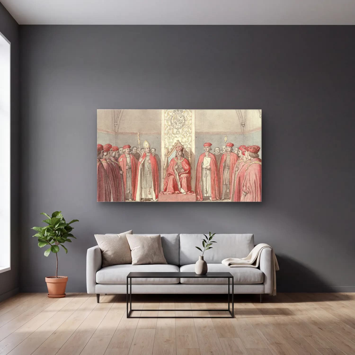 Christoffer Wilhelm Eckersberg – Elefantordenens Indstiftelse cam tablo — gri duvarlı salonda
