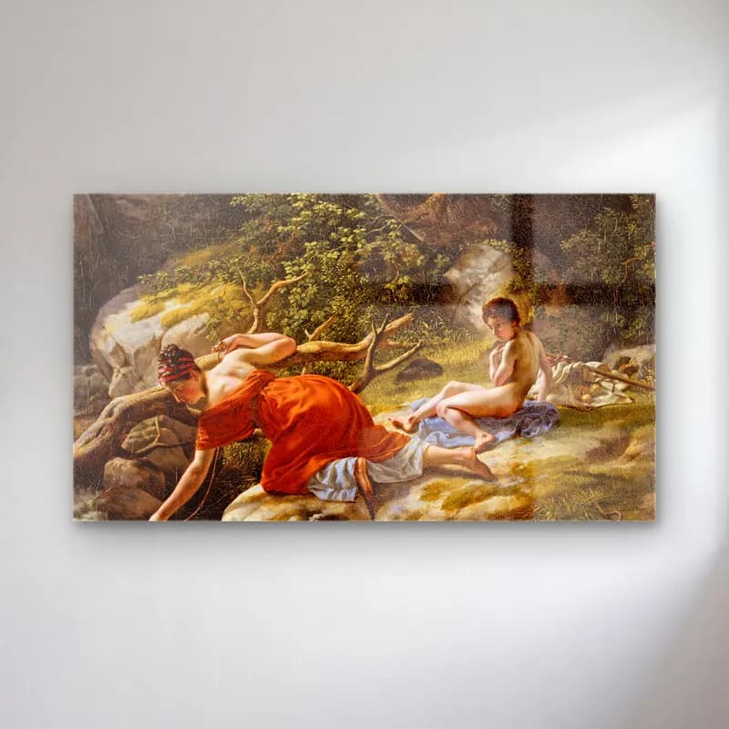 Christoffer Wilhelm Eckersberg – Hagar and Ismael in the Desert cam tablo — Christoffer Wilhelm Eckersberg – Hagar and Ismael in the Desert — yağlı boya mitolojik sahne