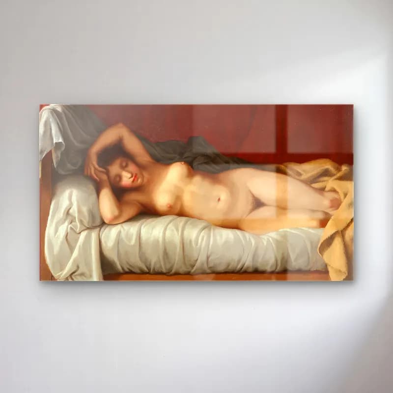 Christoffer Wilhelm Eckersberg – Liggende model cam tablo — Christoffer Wilhelm Eckersberg – Liggende model — yağlı boya figür çalışması