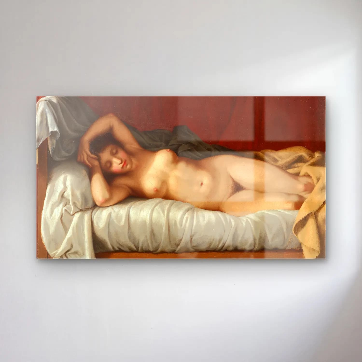Christoffer Wilhelm Eckersberg – Liggende model cam tablo — Christoffer Wilhelm Eckersberg – Liggende model — yağlı boya figür çalışması