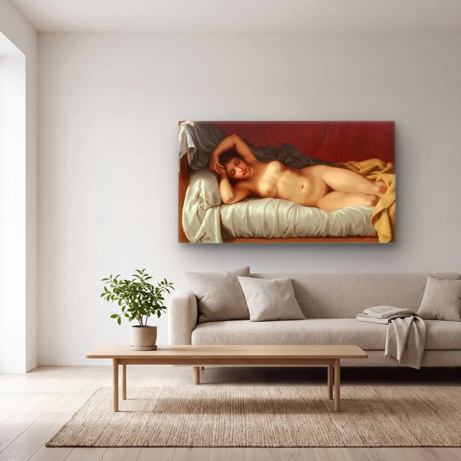 Christoffer Wilhelm Eckersberg – Liggende model cam tablo — açık renk salonda