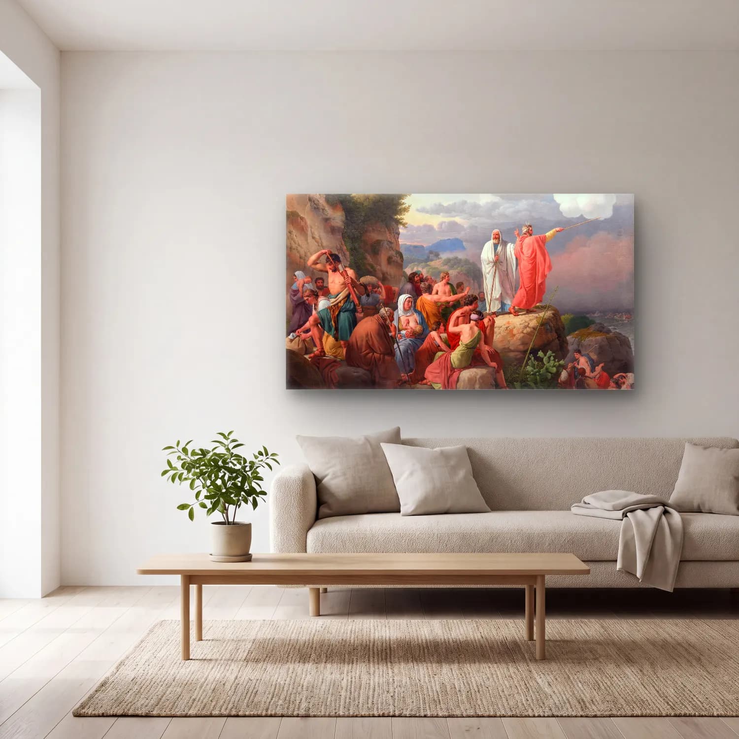 Christoffer Wilhelm Eckersberg – Moses lader Det Røde Hav cam tablo — açık renk salonda