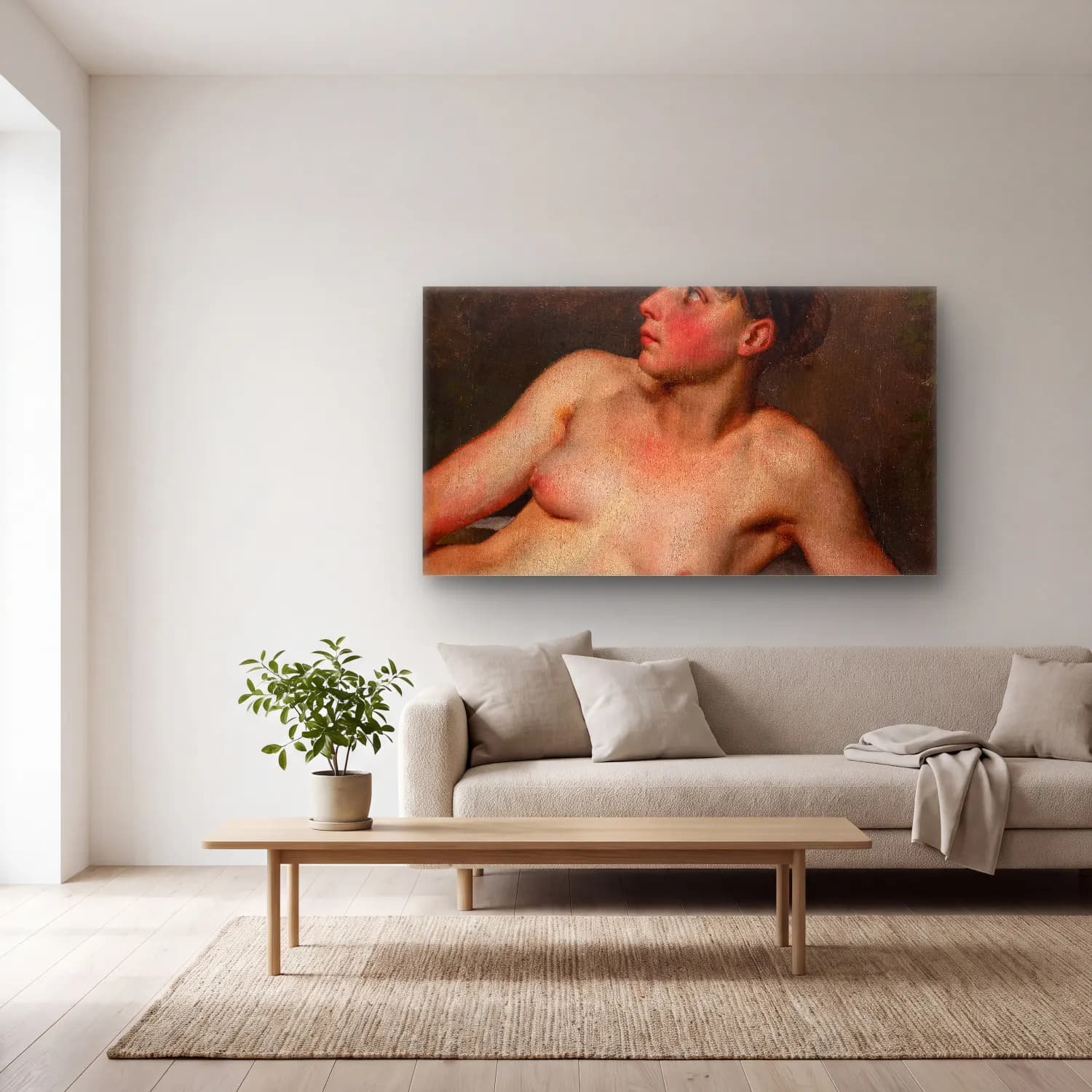 Christoffer Wilhelm Eckersberg – Reclining Female Nude cam tablo — açık renk salonda