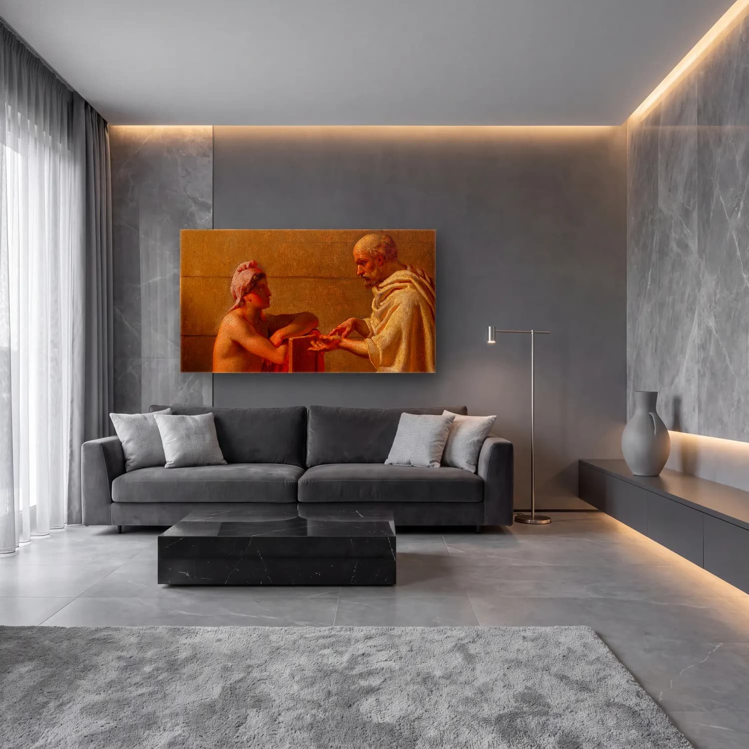 Christoffer Wilhelm Eckersberg – Socrates And Alcibiades cam tablo — lüks salon duvarında