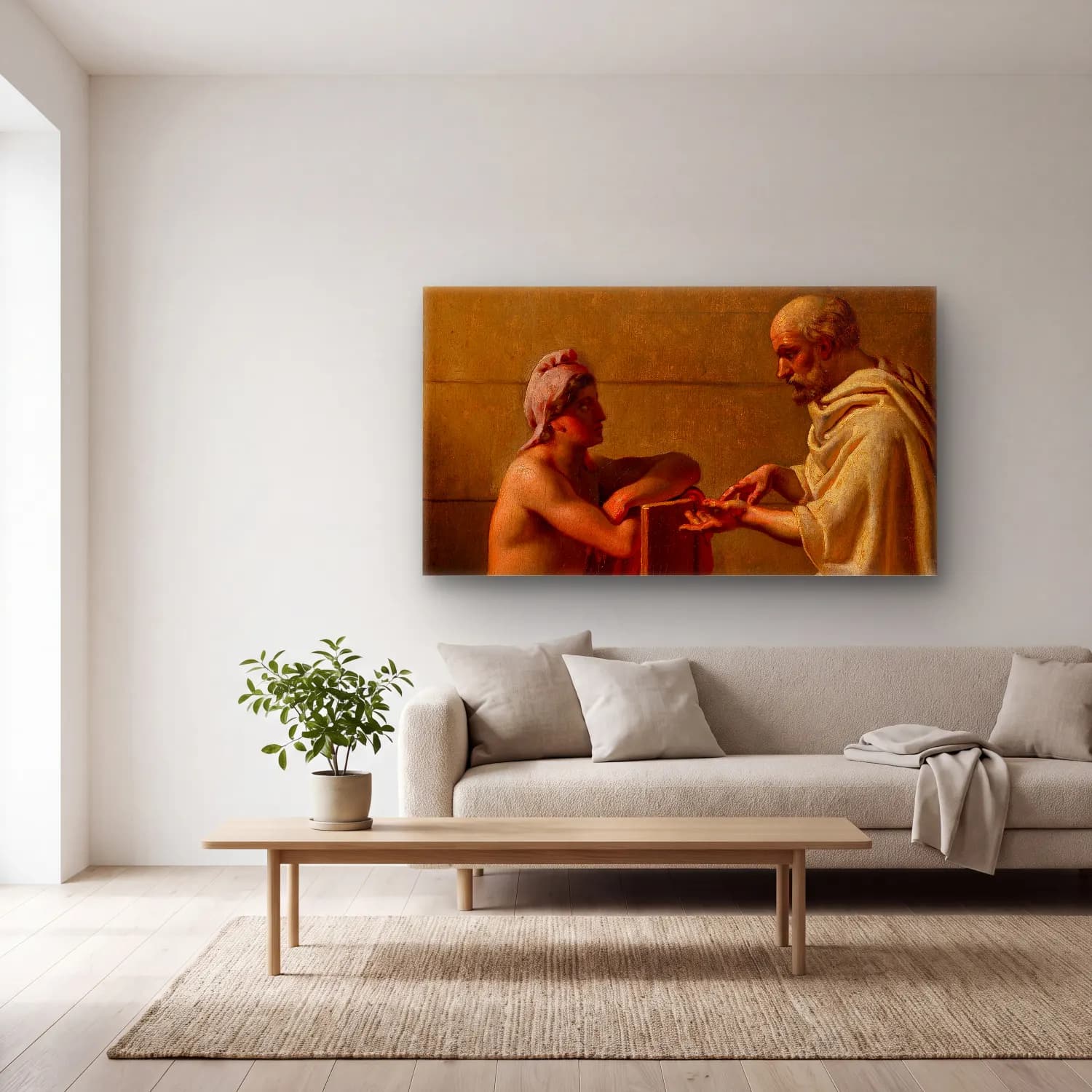 Christoffer Wilhelm Eckersberg – Socrates And Alcibiades cam tablo — açık renk salonda