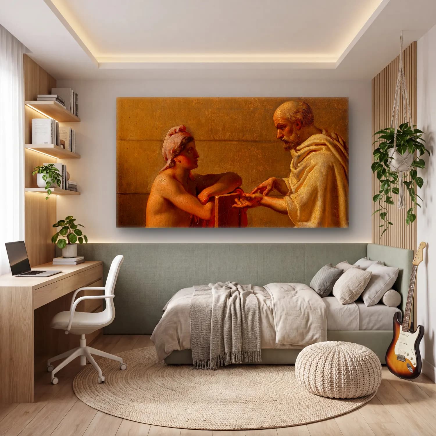 Christoffer Wilhelm Eckersberg – Socrates And Alcibiades cam tablo — genç odasında