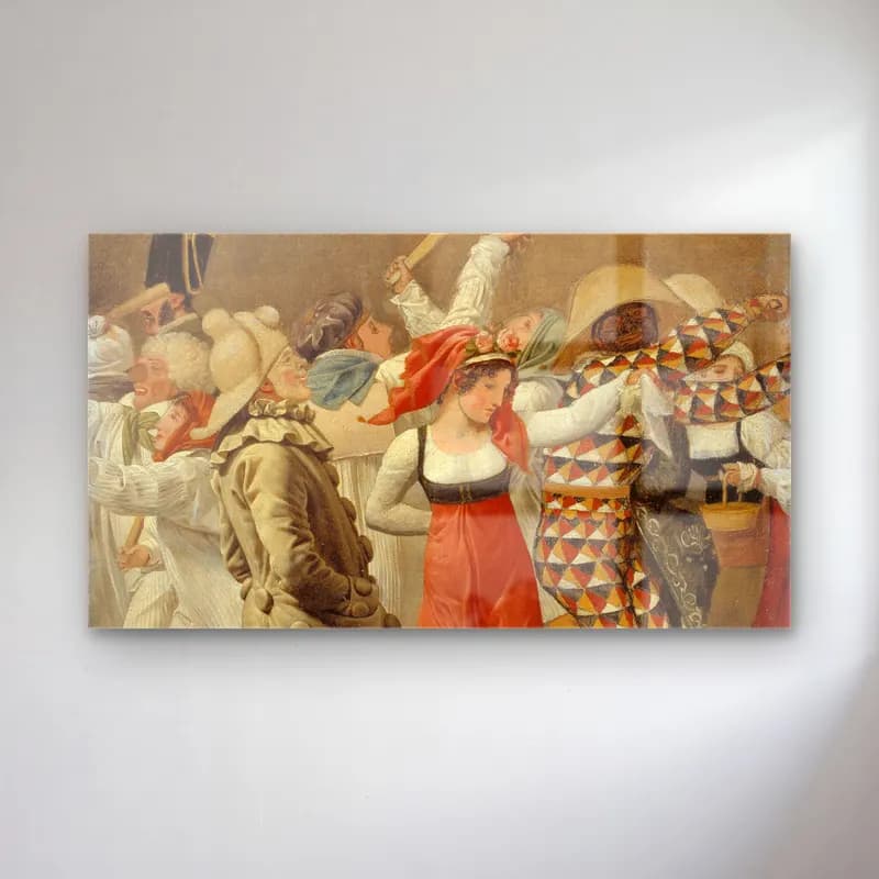 Christoffer Wilhelm Eckersberg – The Carnival in Rome. Fragment cam tablo — Christoffer Wilhelm Eckersberg – The Carnival in Rome. Fragment — vintage dansçılar
