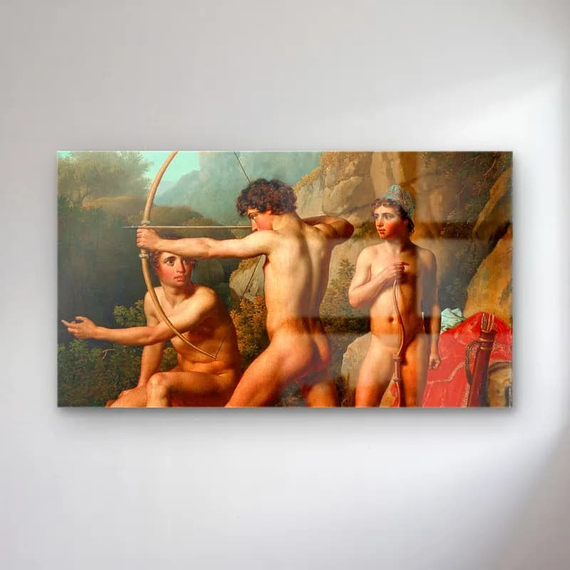 Christoffer Wilhelm Eckersberg – Three Spartan Boys Practising Archery cam tablo — Christoffer Wilhelm Eckersberg – Three Spartan Boys Practising Archery — yağlı boya mitolojik sahne