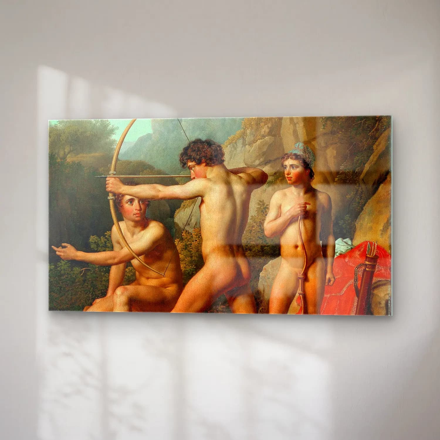 Christoffer Wilhelm Eckersberg – Three Spartan Boys Practising Archery cam tablo — sağ açıdan görünüm