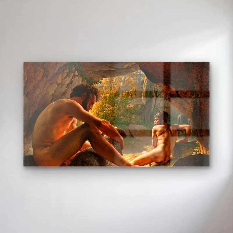 Christoffer Wilhelm Eckersberg – Ulysses Fleeing the Cave of Polyphemus cam tablo — Christoffer Wilhelm Eckersberg – Ulysses Fleeing the Cave of Polyphemus — vintage mitolojik sahne
