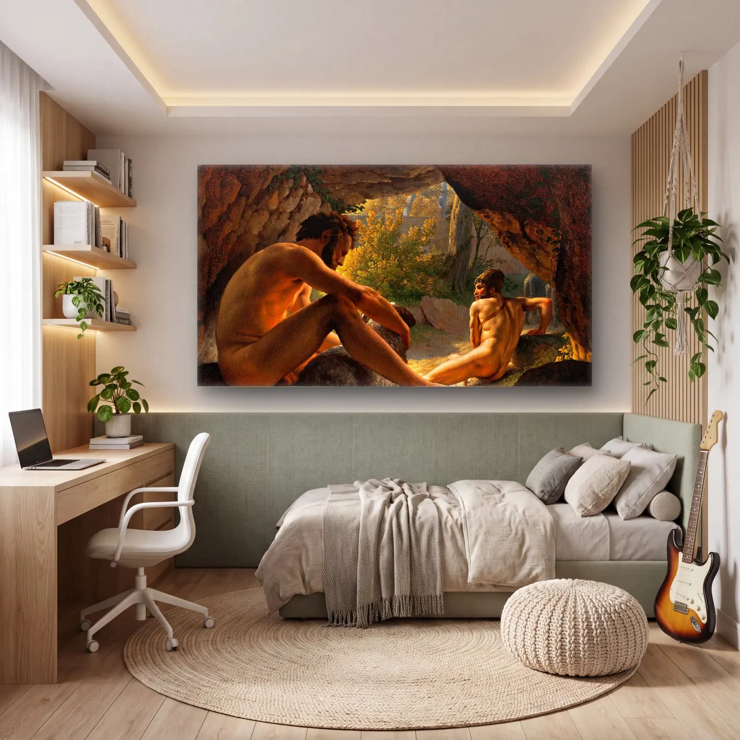 Christoffer Wilhelm Eckersberg – Ulysses Fleeing the Cave of Polyphemus cam tablo — genç odasında