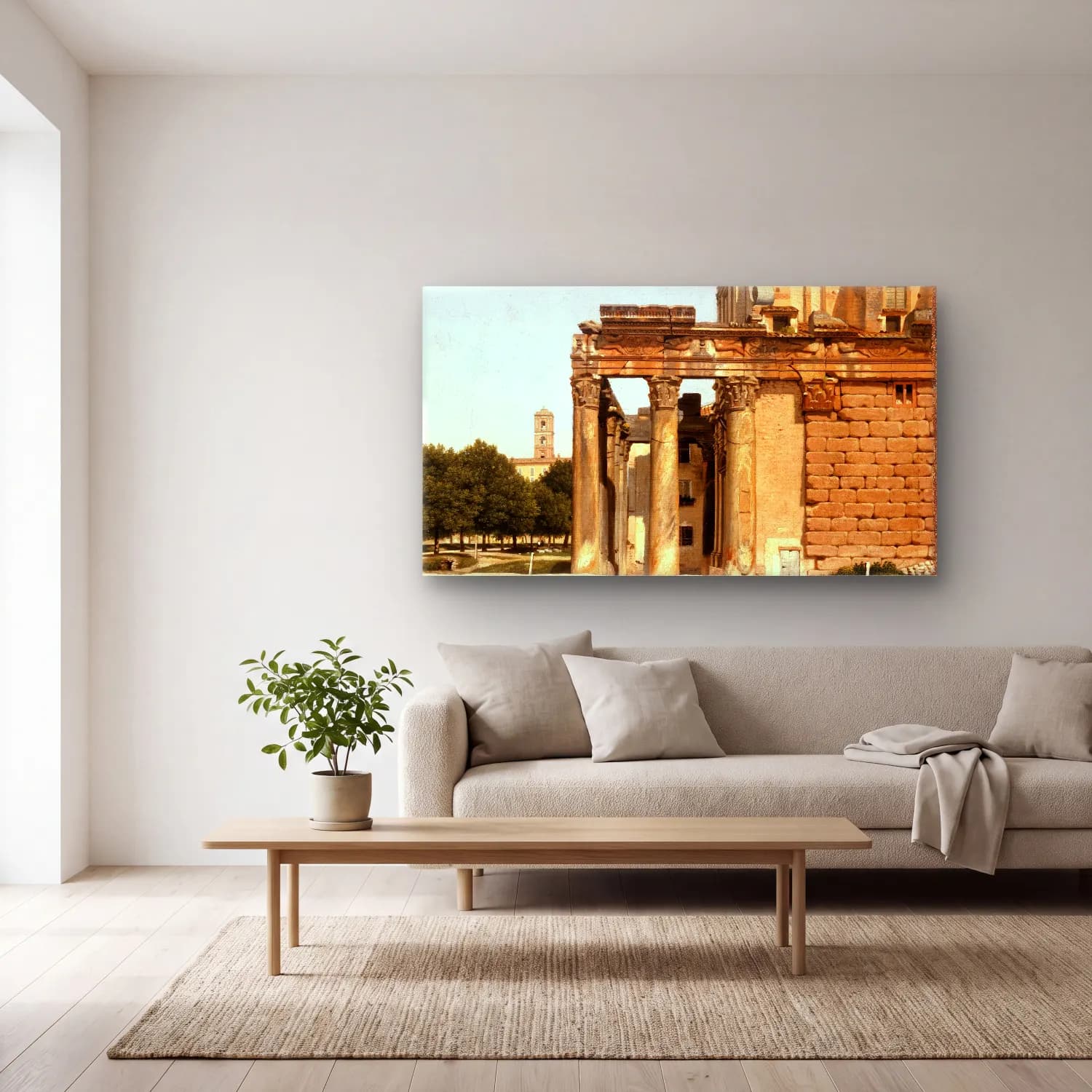 Christoffer Wilhelm Eckersberg – View of the Via Sacra, Rome cam tablo — açık renk salonda