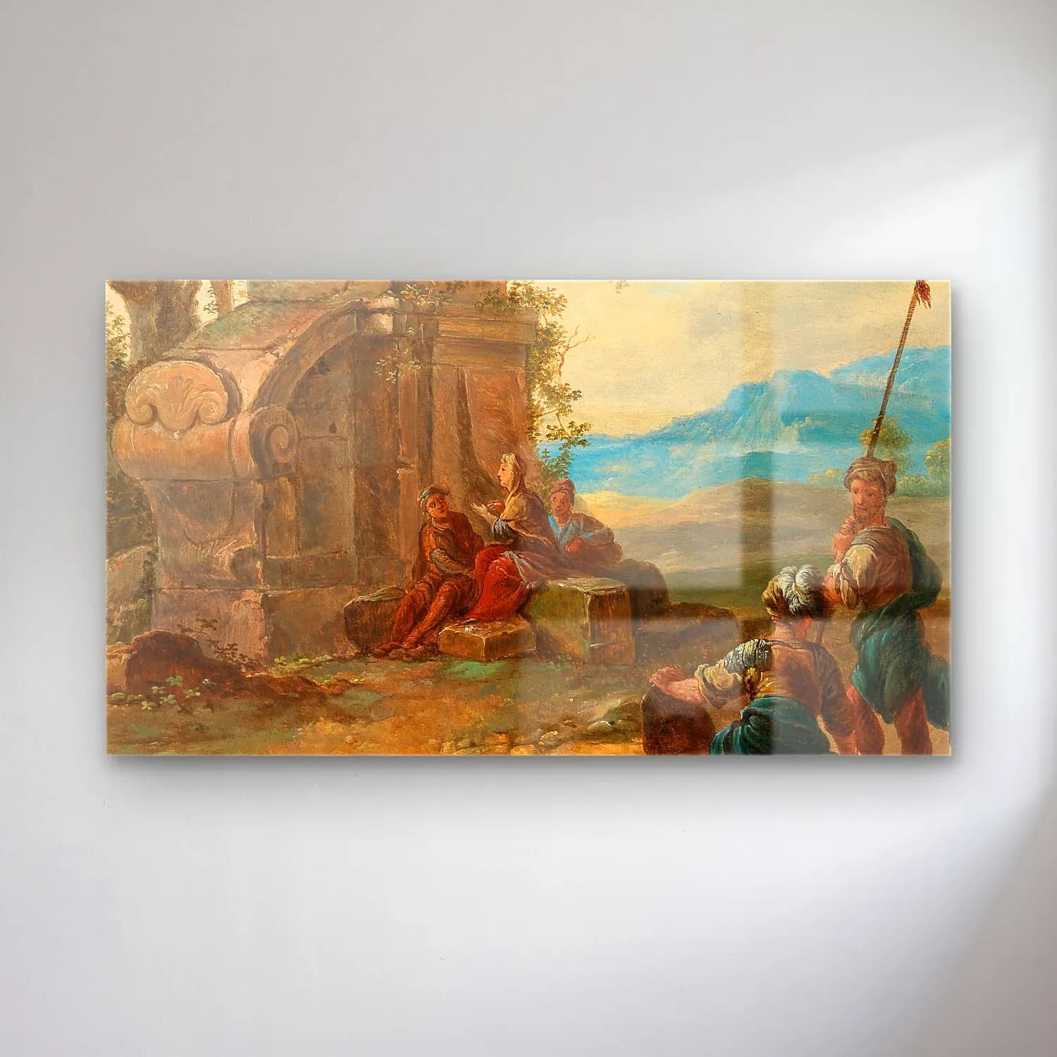 Franz de Paula Ferg – A landscape with ruins and resting figures cam tablo — Franz de Paula Ferg – A landscape with ruins and resting figures — yağlı boya dini sahne