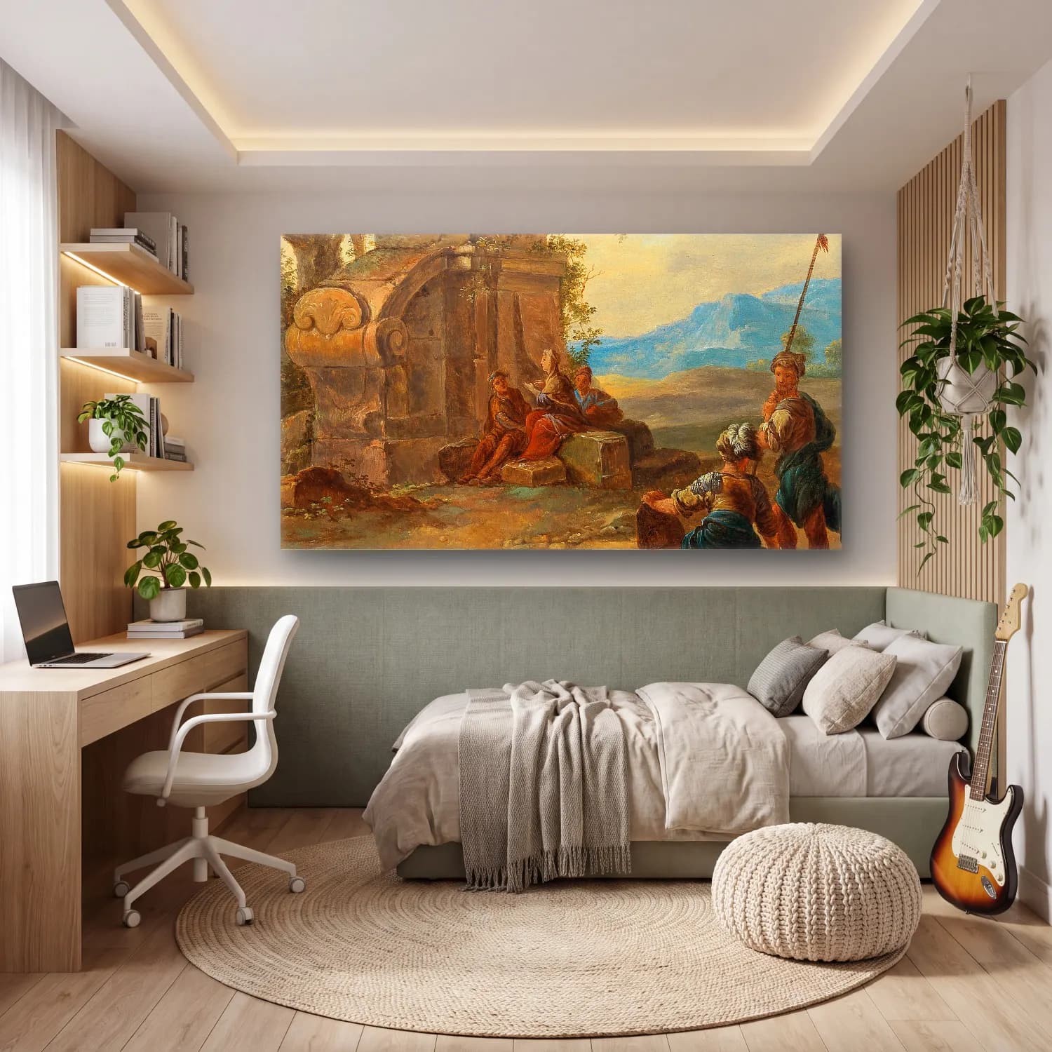 Franz de Paula Ferg – A landscape with ruins and resting figures cam tablo — genç odasında