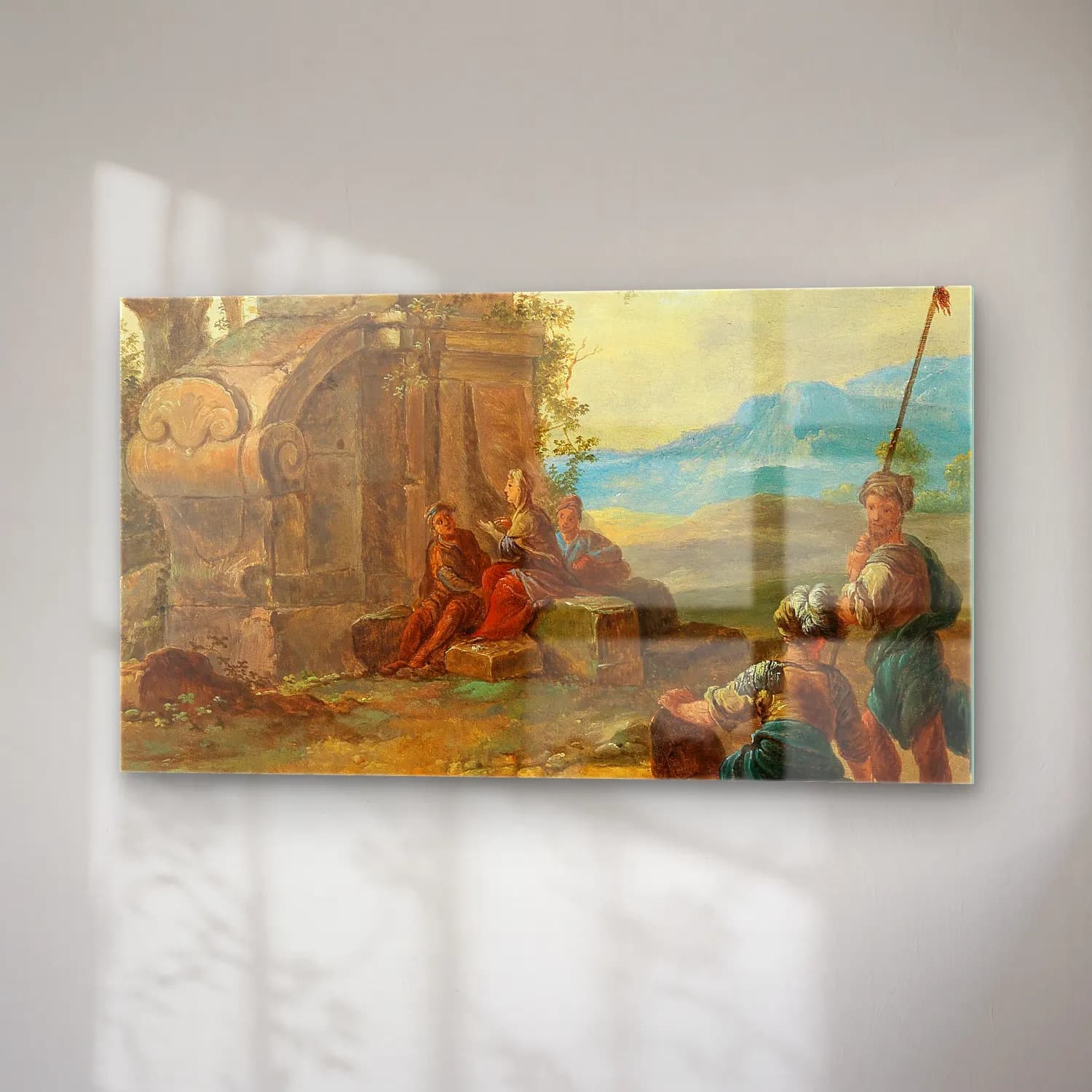 Franz de Paula Ferg – A landscape with ruins and resting figures cam tablo — sağ açıdan görünüm