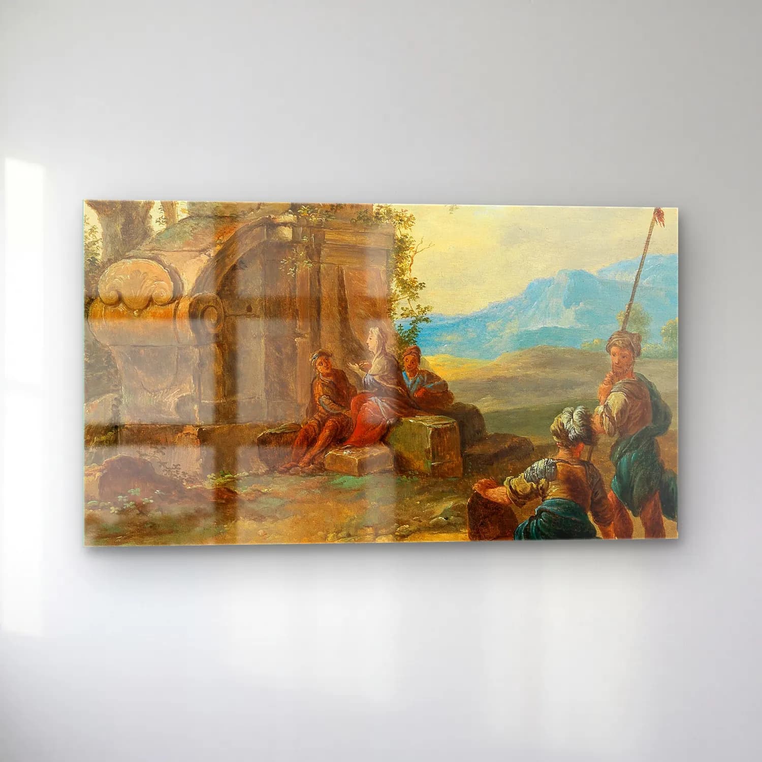 Franz de Paula Ferg – A landscape with ruins and resting figures cam tablo — sol açıdan görünüm
