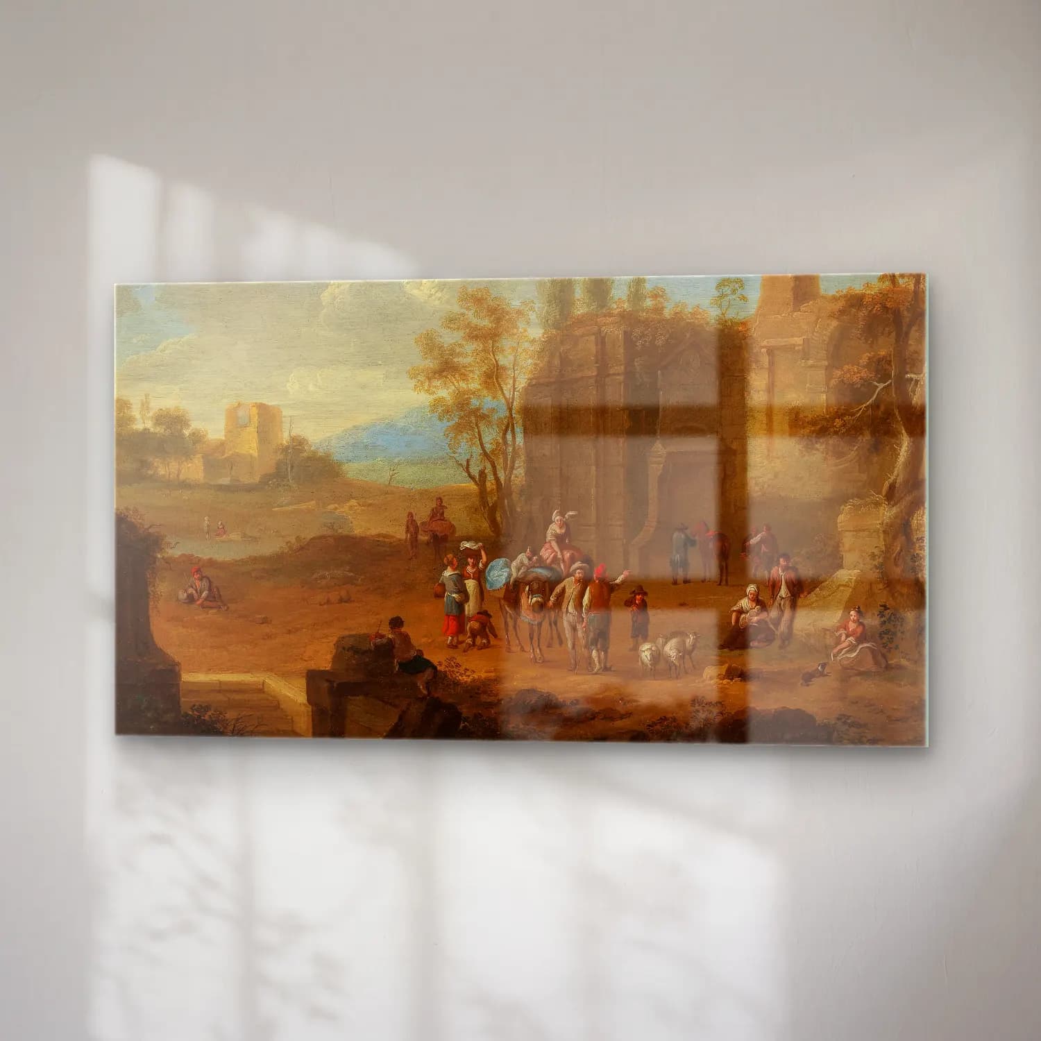 Franz de Paula Ferg – A landscape with travellers near Roman ruins cam tablo — sağ açıdan görünüm