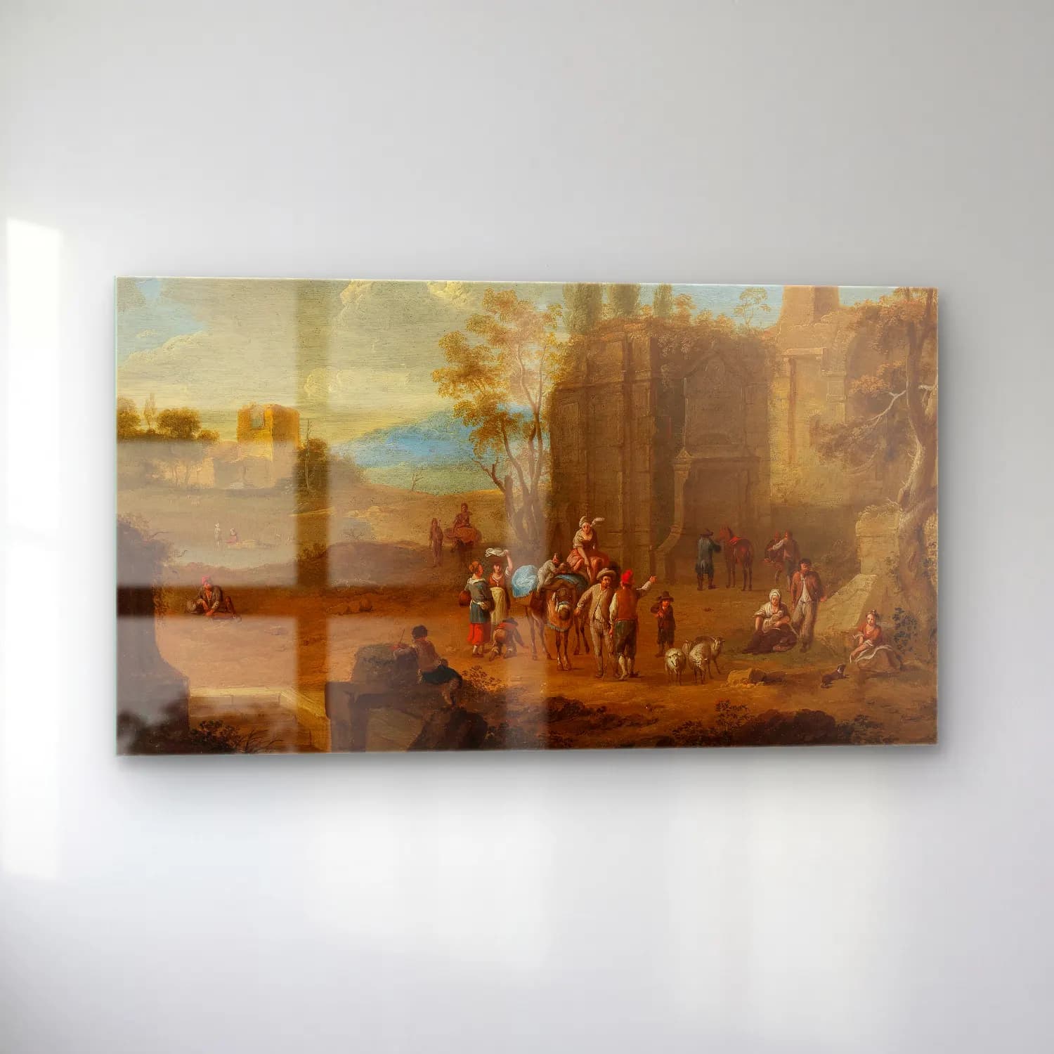 Franz de Paula Ferg – A landscape with travellers near Roman ruins cam tablo — sol açıdan görünüm