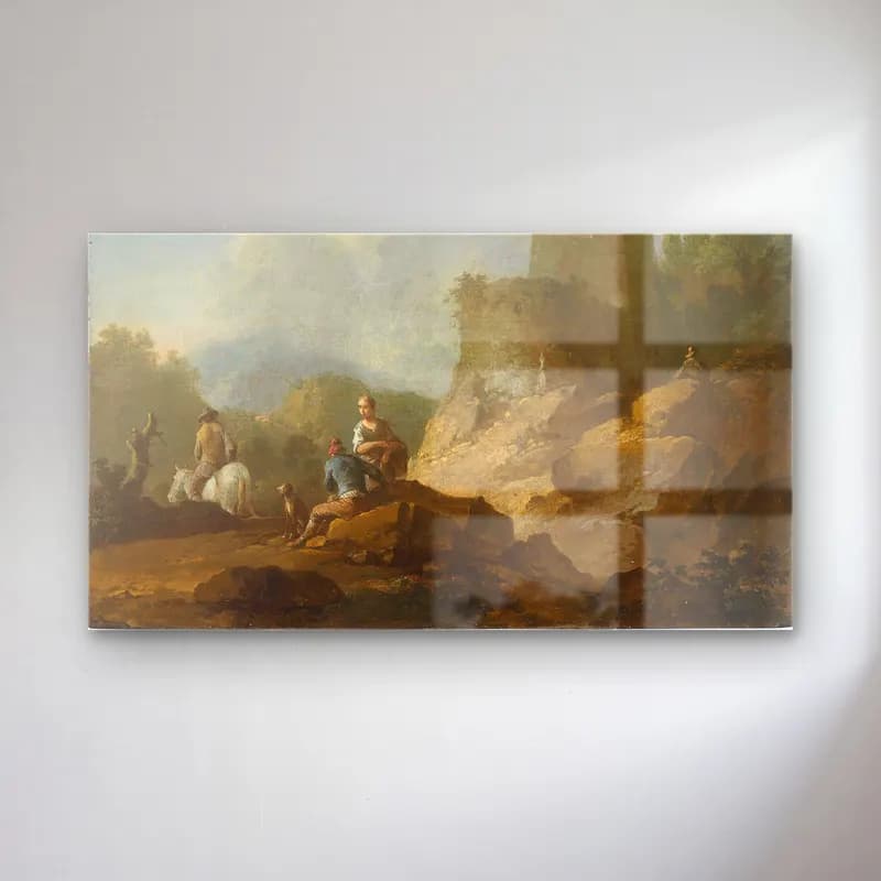 Franz de Paula Ferg – Landscape With Travellers And Ruins cam tablo — Franz de Paula Ferg – Landscape With Travellers And Ruins — yağlı boya dağ manzarası