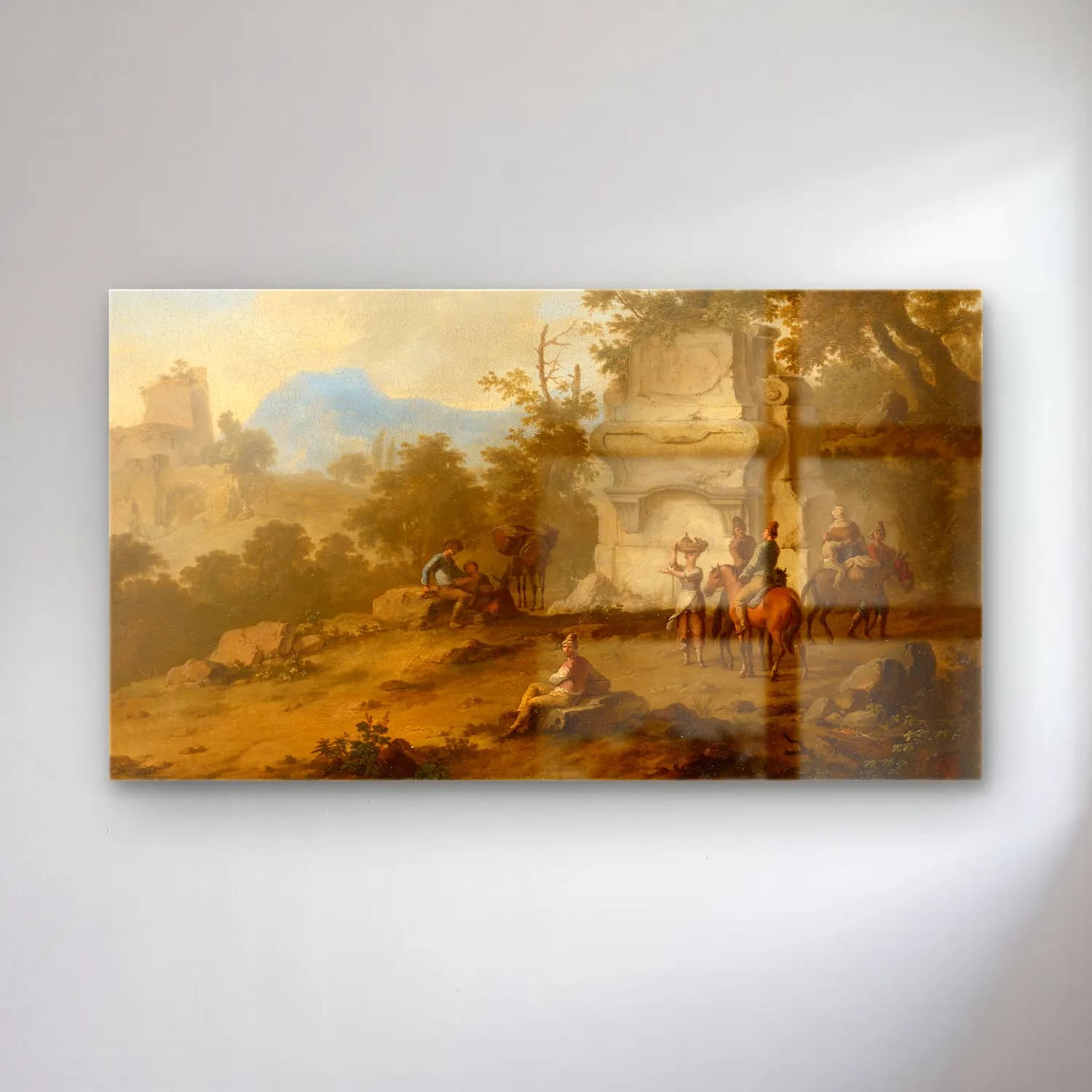 Franz de Paula Ferg – Landscape with Tomb and Horsemen II cam tablo — Franz de Paula Ferg – Landscape with Tomb and Horsemen II — yağlı boya dini sahne