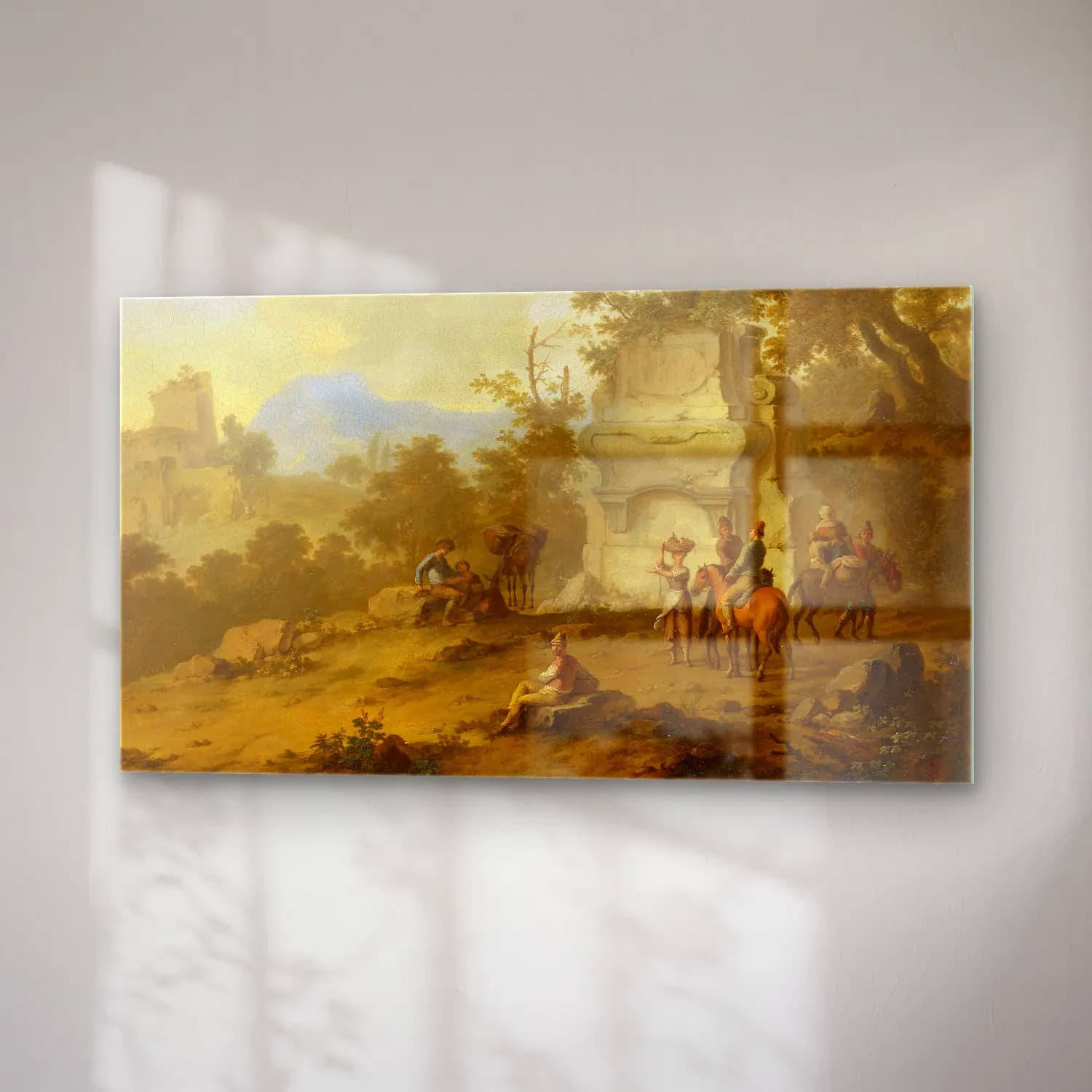 Franz de Paula Ferg – Landscape with Tomb and Horsemen II cam tablo — sağ açıdan görünüm