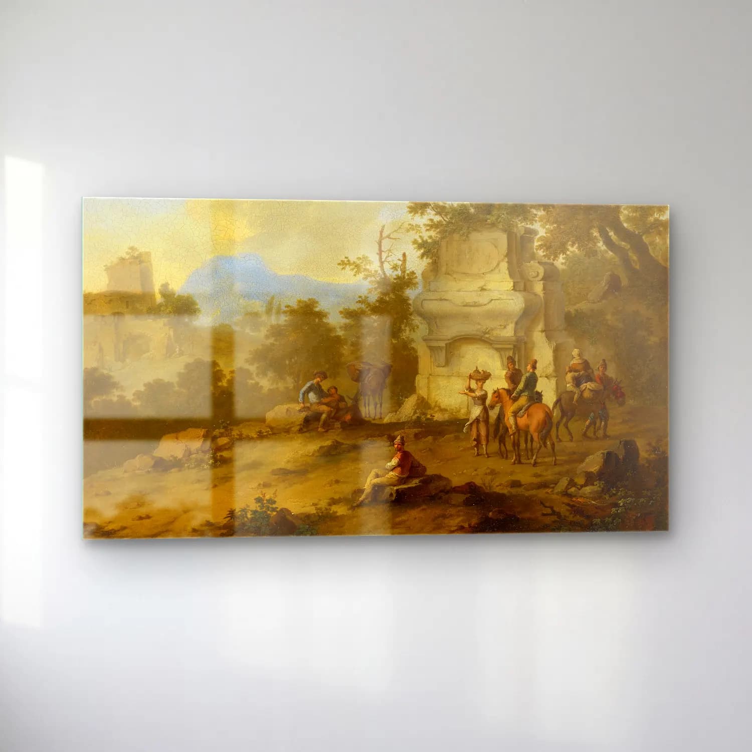 Franz de Paula Ferg – Landscape with Tomb and Horsemen II cam tablo — sol açıdan görünüm