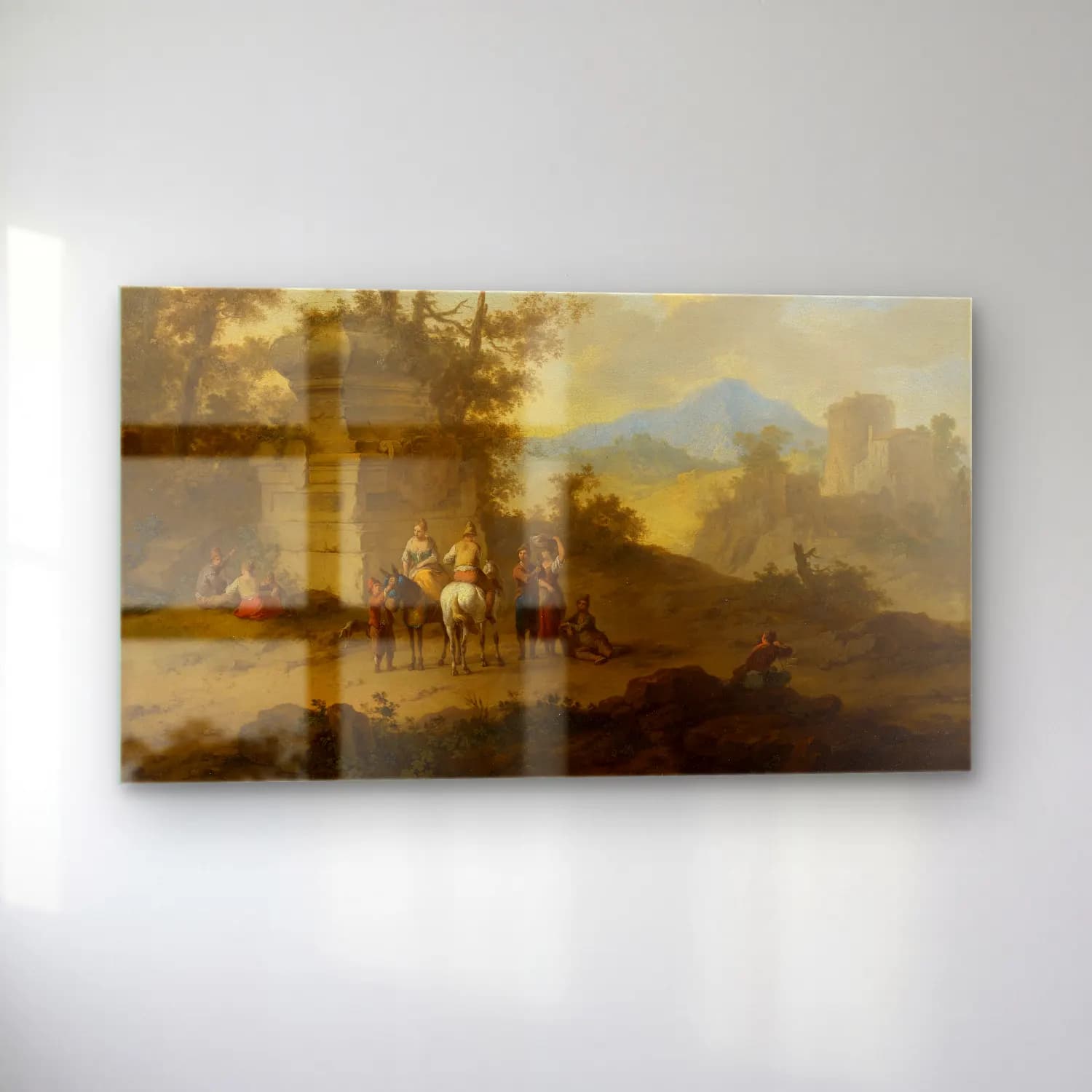Franz de Paula Ferg – Landscape with Tomb and Horsemen cam tablo — sol açıdan görünüm