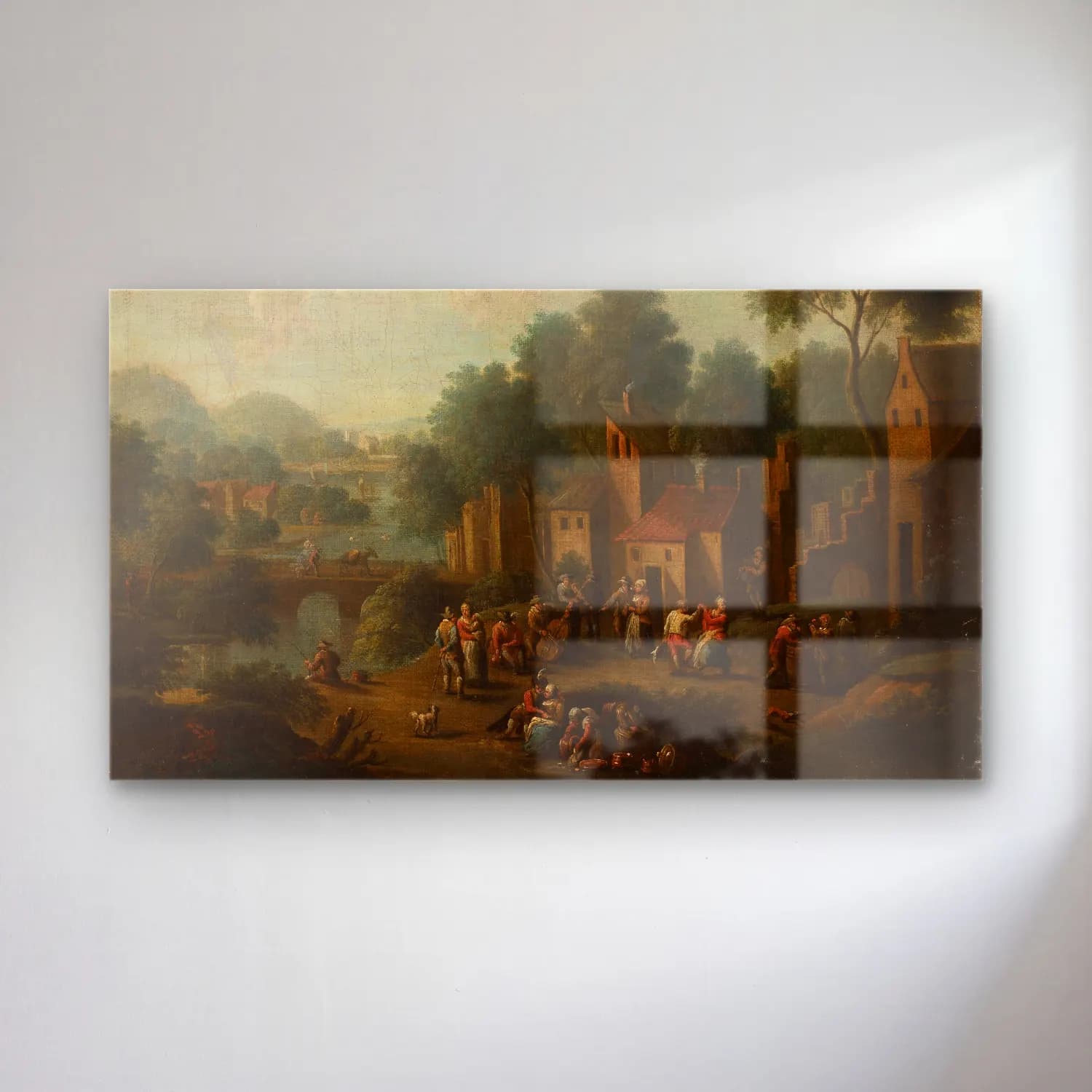 Franz de Paula Ferg – Landscape with peasants at play cam tablo — Franz de Paula Ferg – Landscape with peasants at play — yağlı boya savaş sahnesi