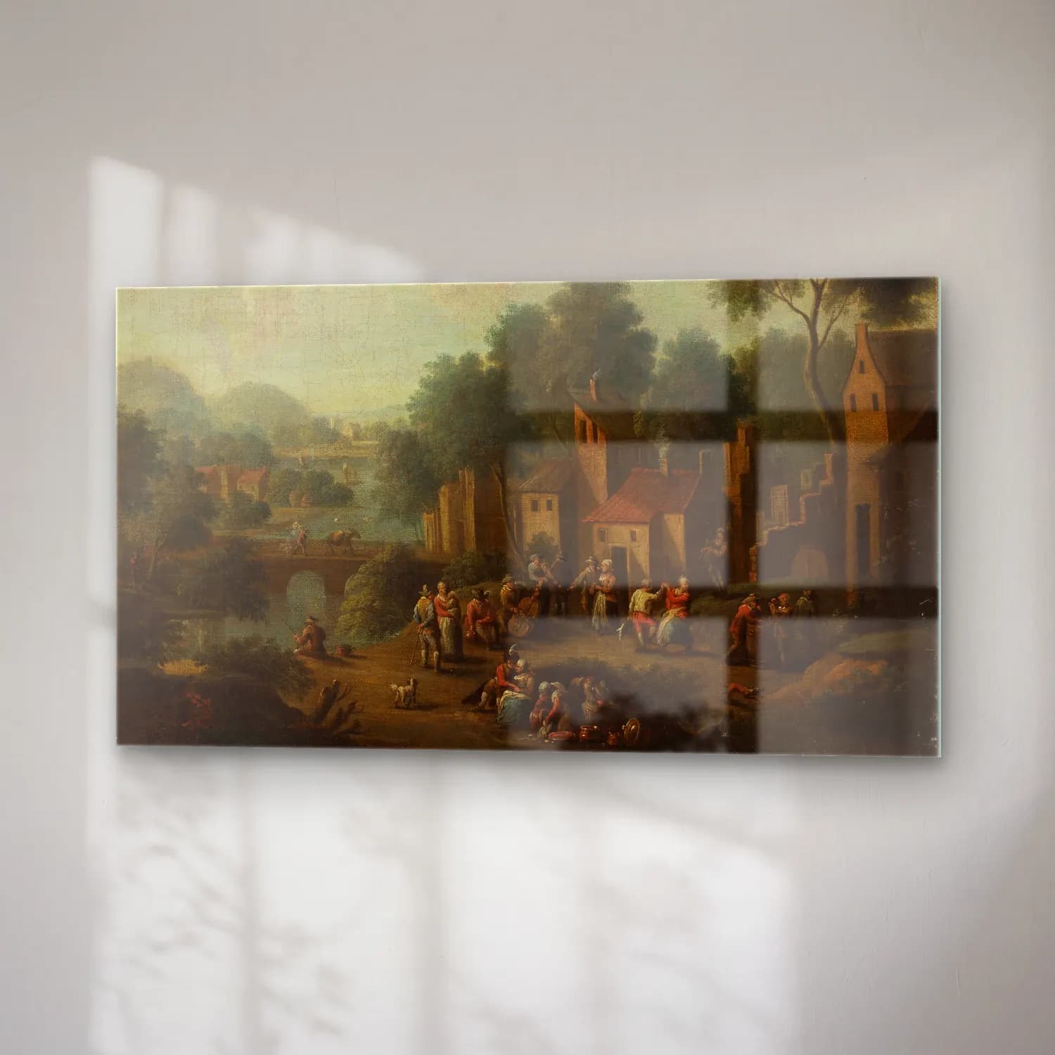 Franz de Paula Ferg – Landscape with peasants at play cam tablo — sağ açıdan görünüm