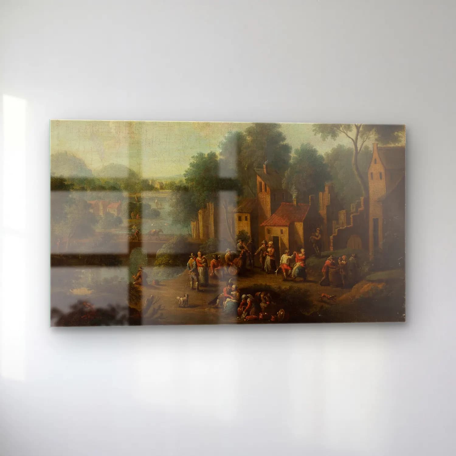 Franz de Paula Ferg – Landscape with peasants at play cam tablo — sol açıdan görünüm