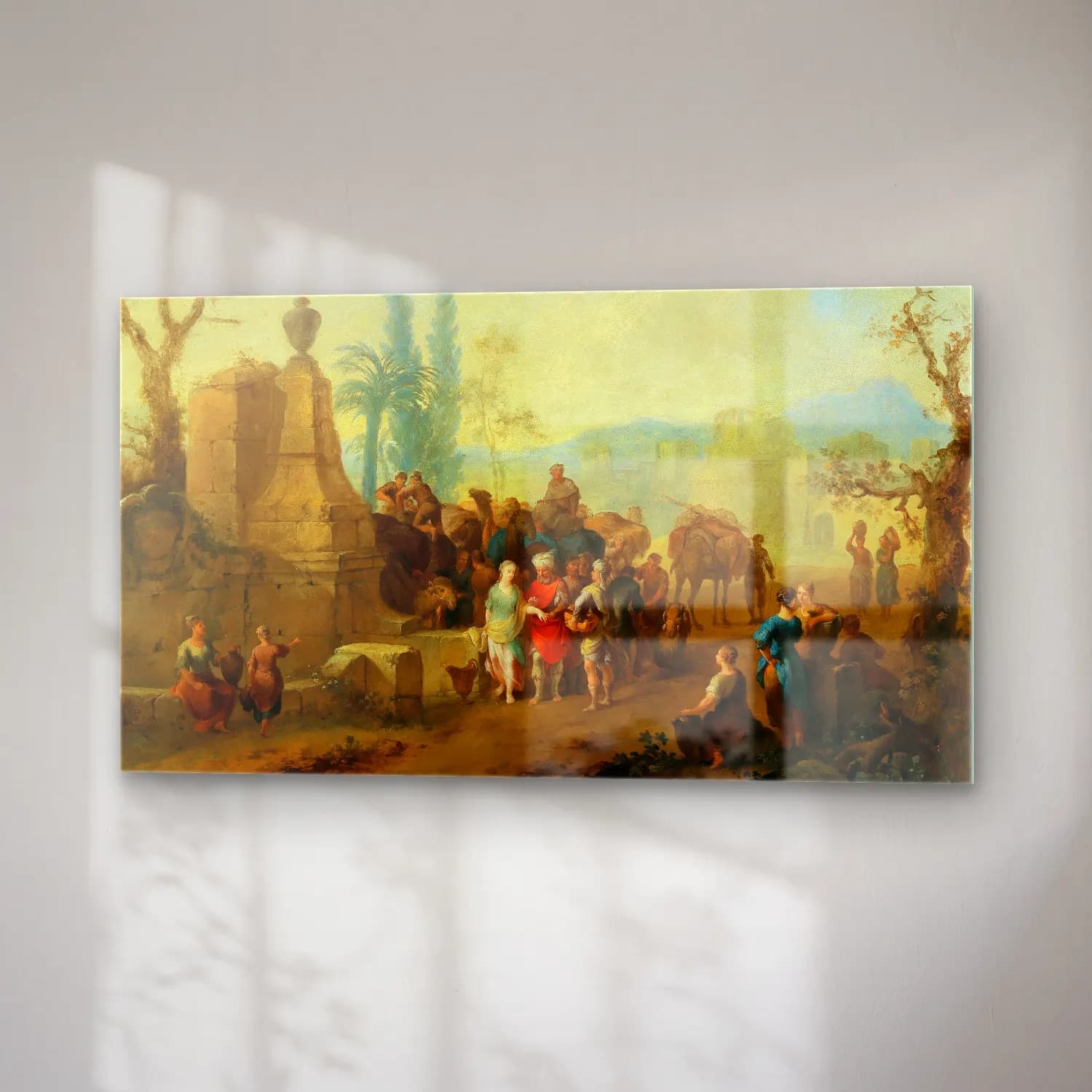 Franz de Paula Ferg – Rebecca and Eliezer at the well cam tablo — sağ açıdan görünüm
