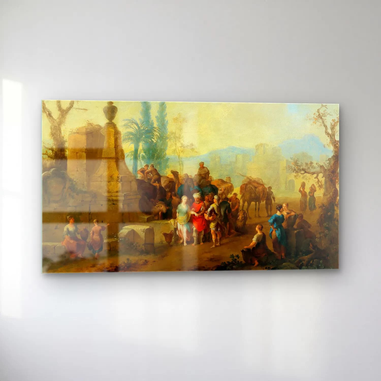 Franz de Paula Ferg – Rebecca and Eliezer at the well cam tablo — sol açıdan görünüm
