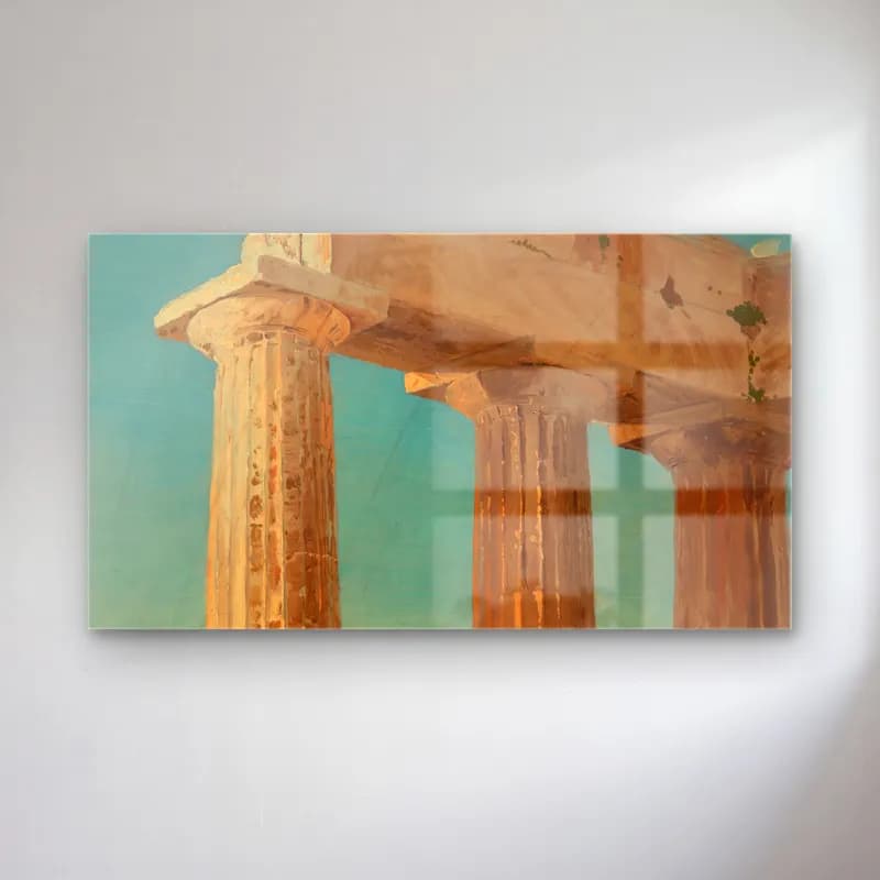 Frederic Edwin Church – Columns of the Parthenon, Athens cam tablo — Frederic Edwin Church – Columns of the Parthenon, Athens — yağlı boya antik kalıntılar