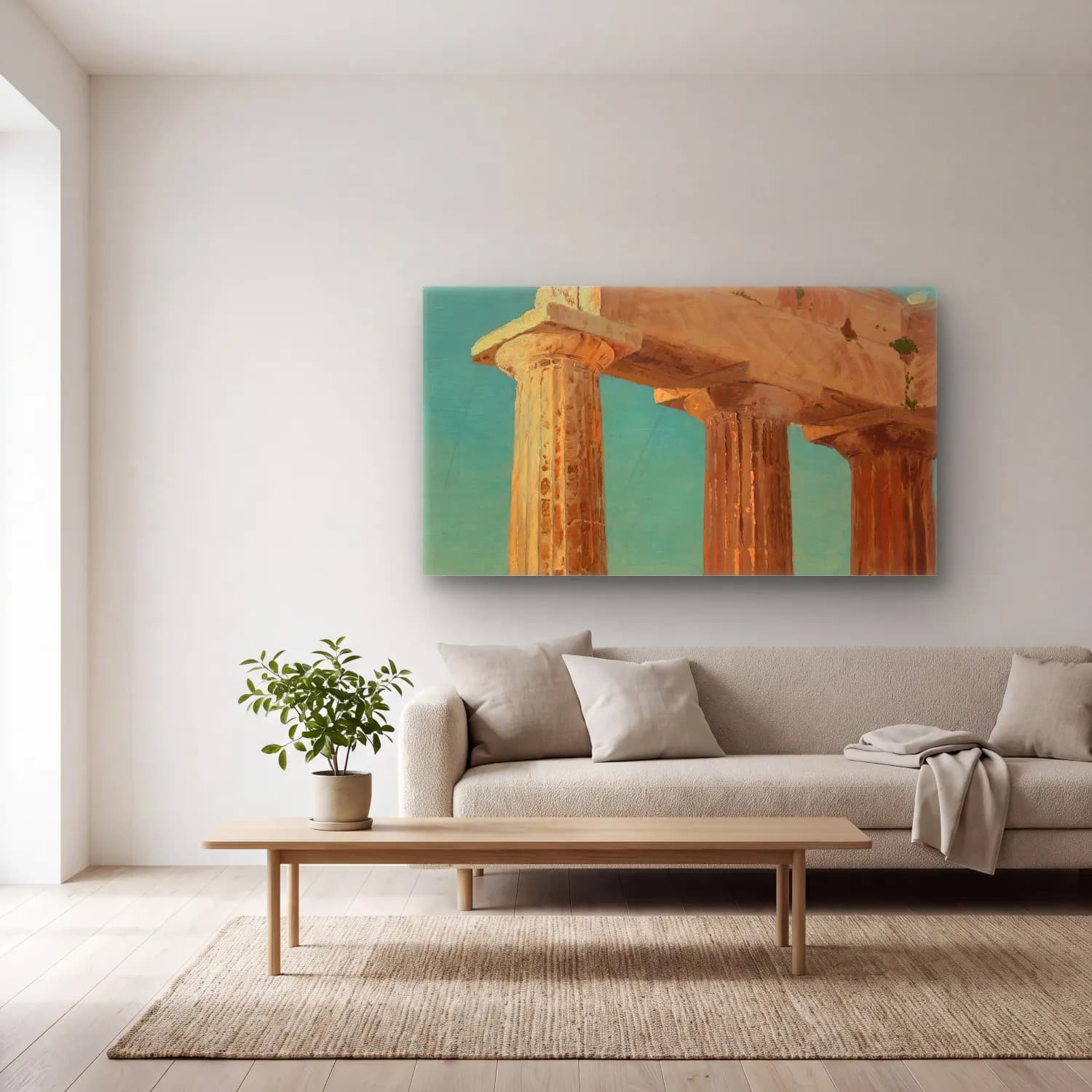 Frederic Edwin Church – Columns of the Parthenon, Athens cam tablo — açık renk salonda