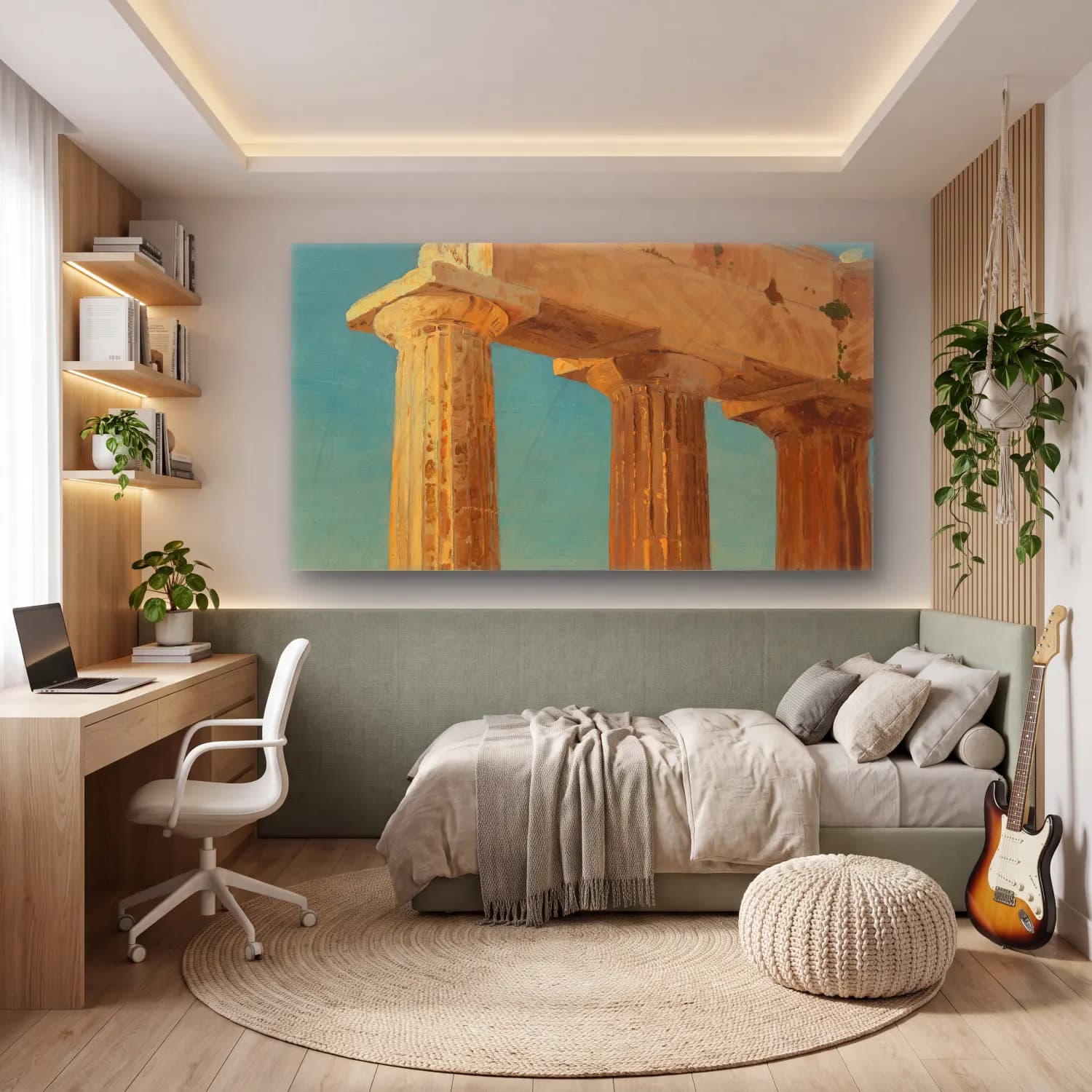 Frederic Edwin Church – Columns of the Parthenon, Athens cam tablo — genç odasında