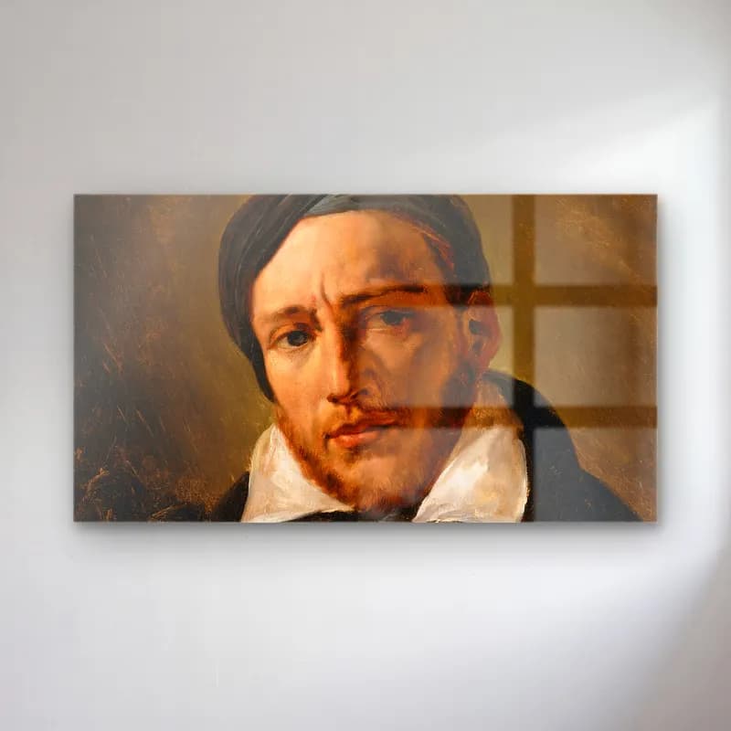 Horace Vernet – Jean-Louis-André-Théodore Gericault cam tablo — Horace Vernet – Jean-Louis-André-Théodore Gericault — yağlı boya erkek portresi