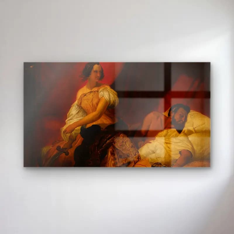Horace Vernet – Judith & Holifer cam tablo — Horace Vernet – Judith & Holifer — yağlı boya kadın portresi
