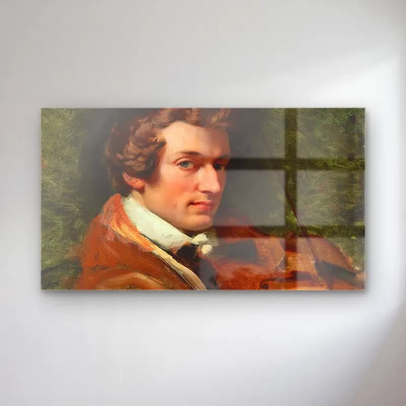 Horace Vernet – Portrait of Charles Auguste de Bériot cam tablo — Horace Vernet – Portrait of Charles Auguste de Bériot — yağlı boya erkek portresi
