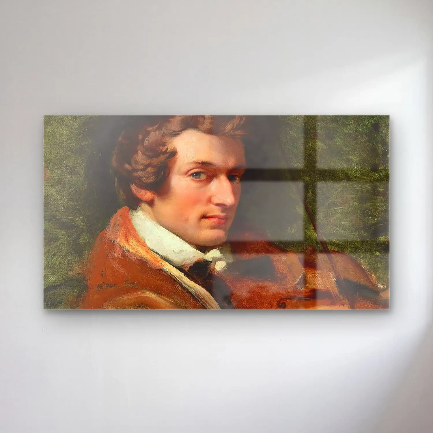 Horace Vernet – Portrait of Charles Auguste de Bériot cam tablo — Horace Vernet – Portrait of Charles Auguste de Bériot — yağlı boya erkek portresi
