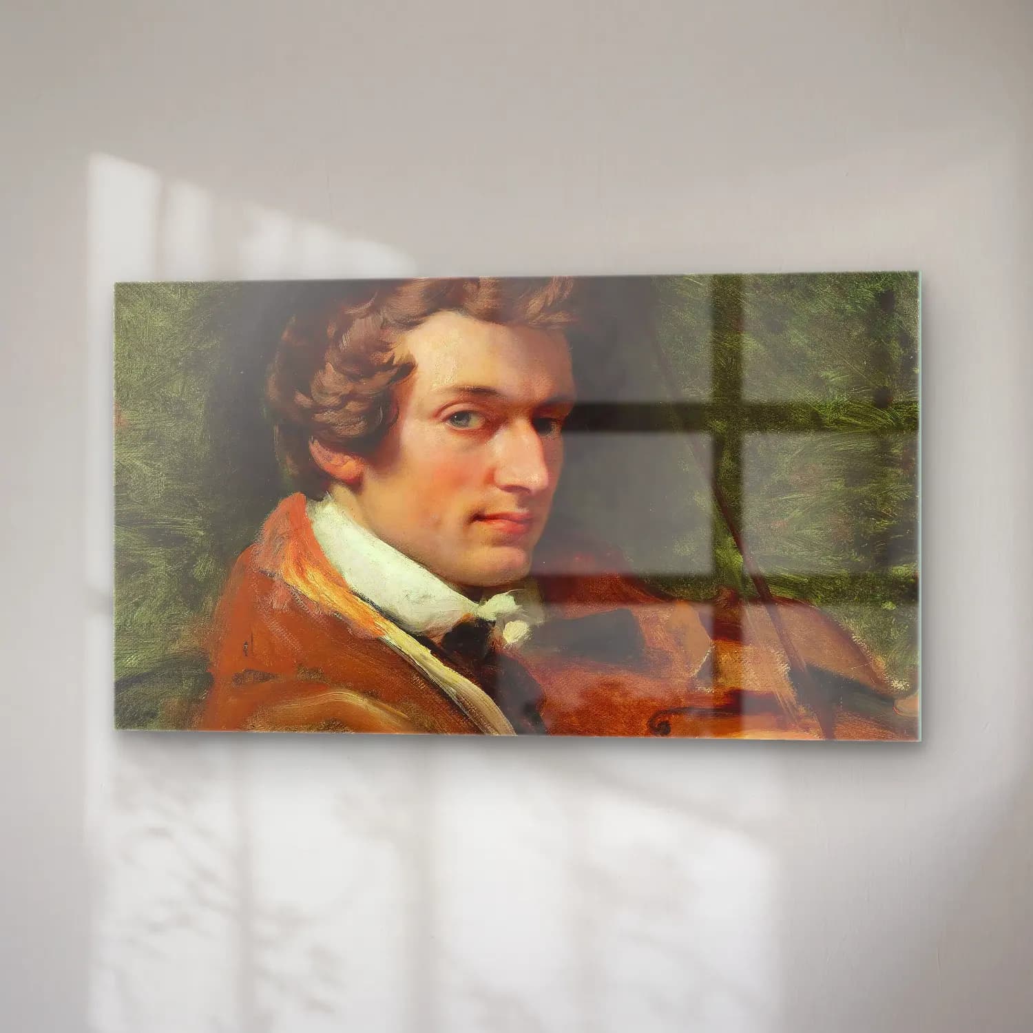 Horace Vernet – Portrait of Charles Auguste de Bériot cam tablo — sağ açıdan görünüm