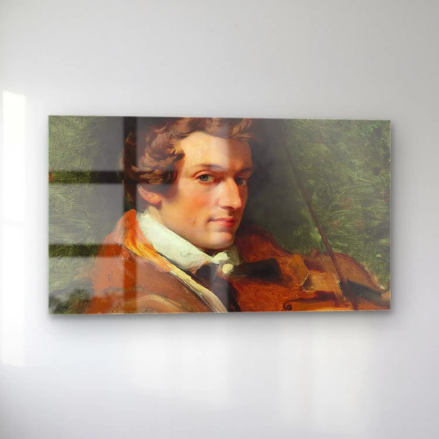 Horace Vernet – Portrait of Charles Auguste de Bériot cam tablo — sol açıdan görünüm