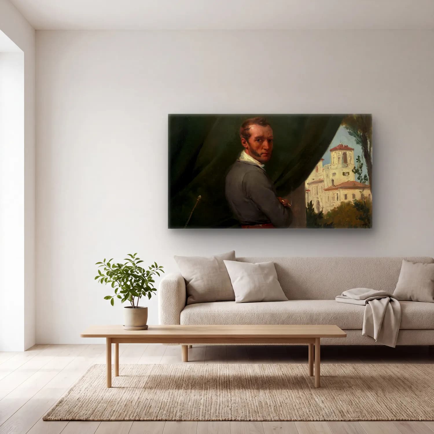 Horace Vernet – Self-Portrait in Rome cam tablo — açık renk salonda