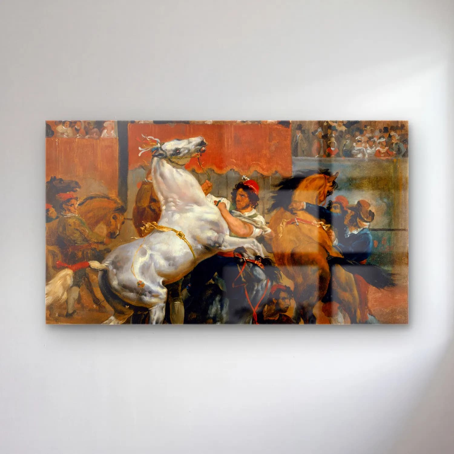 Horace Vernet – The Start of the Race of the Riderless Horses cam tablo — Horace Vernet – The Start of the Race of the Riderless Horses — empresyonist atlı
