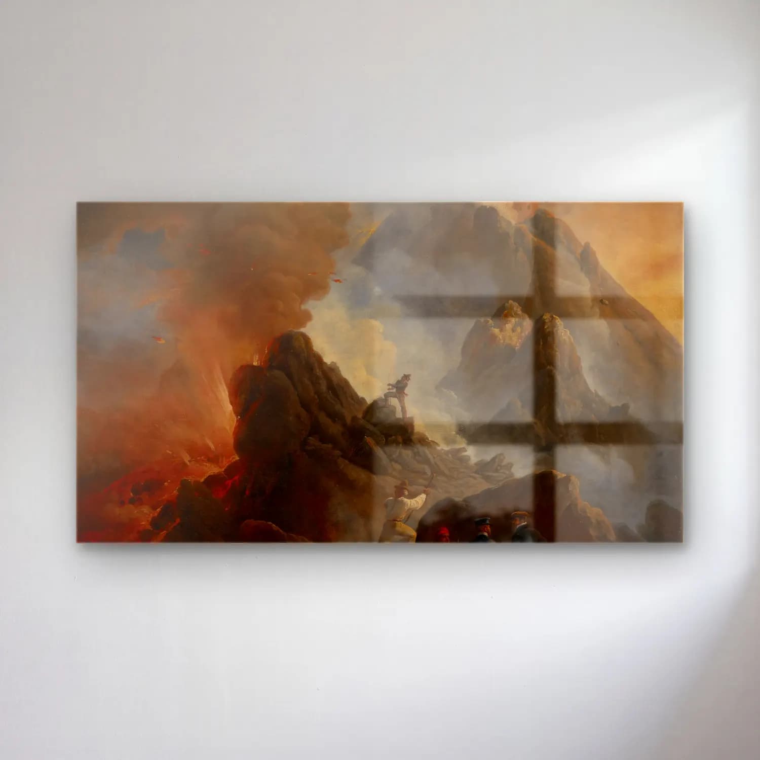 Horace Vernet – The Vesuvius Erupting, the Artist and His Father, Carle… cam tablo — Horace Vernet – The Vesuvius Erupting, the Artist and His Father, Carle… — yağlı boya savaş sahnesi