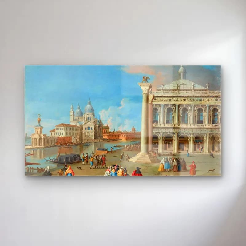 Johan Anton Richter – The Piazzetta with Santa Maria della Salute beyond, Venice cam tablo — Johan Anton Richter – The Piazzetta with Santa Maria della Salute beyond, Venice — yağlı boya dini sahne