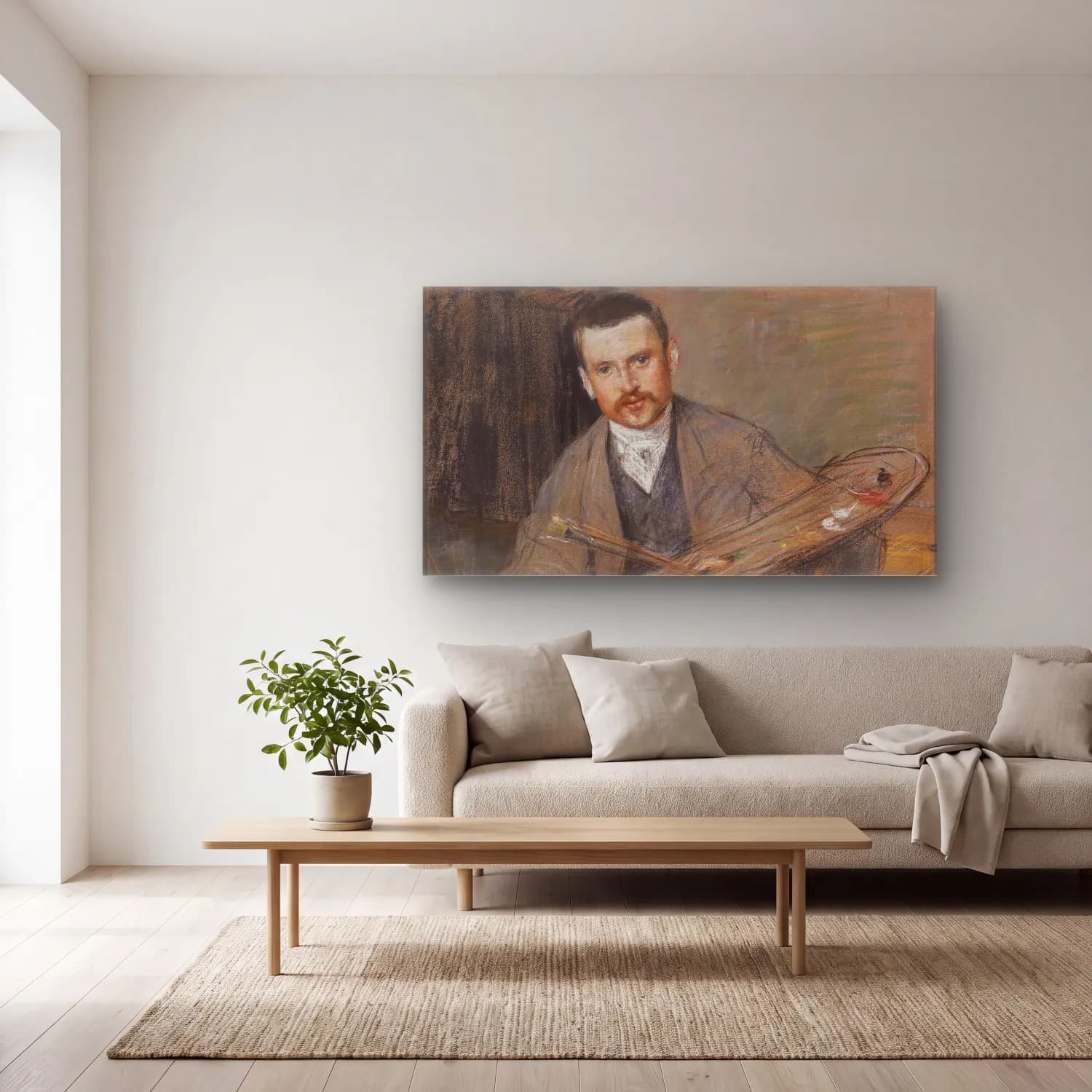 Richard Bergh – Johan Kindborg, 1861-1907, artist, married to wood engraver… cam tablo — açık renk salonda