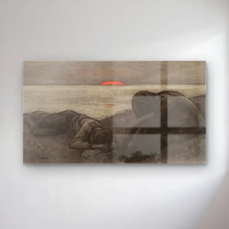 Richard Bergh – The Dying Day cam tablo — Richard Bergh – The Dying Day — yağlı boya sahilde i̇nsanlar