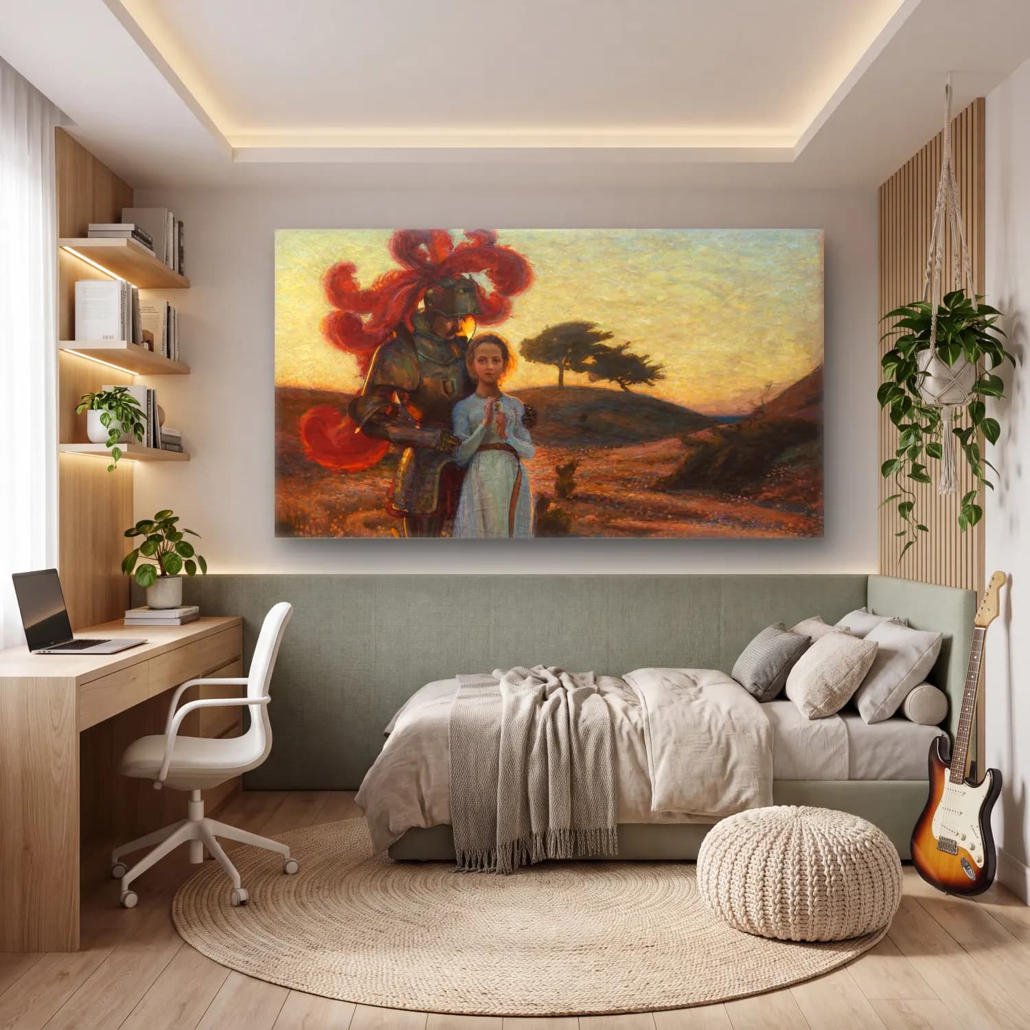 Richard Bergh – The Knight and the Maiden cam tablo — genç odasında